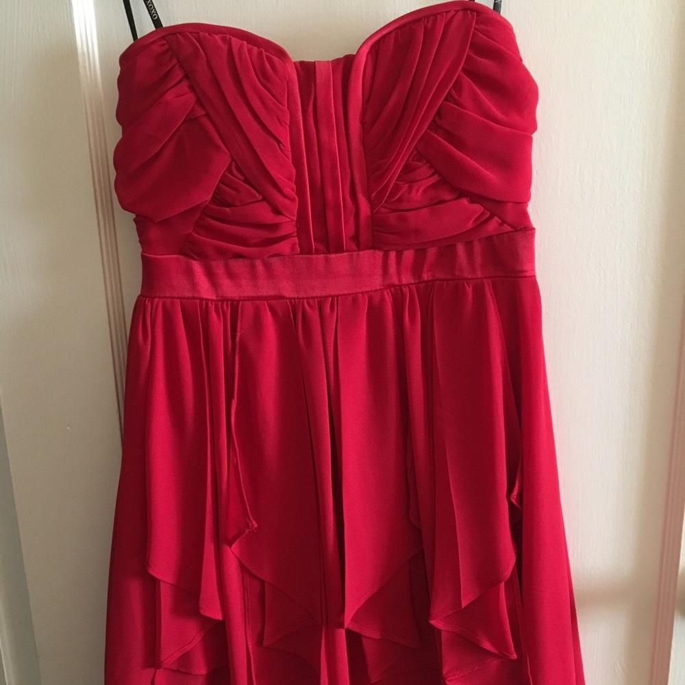 Red Strapless Formal Dress